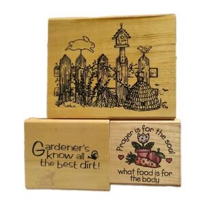 3pc Rubber Stamp Stamps Gardening Theme Crafting Lot New/Used